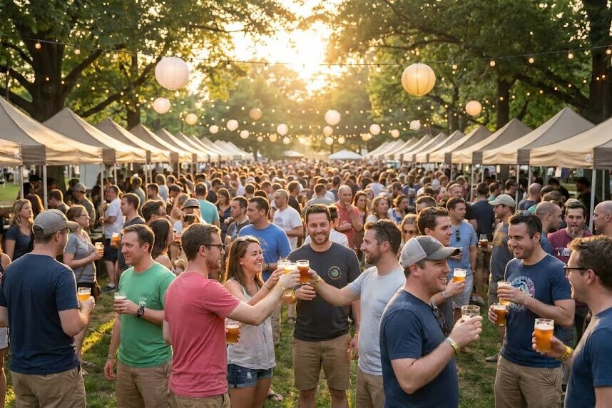 Crowded craft beer festival celebrating rare beer releases and limited edition beers