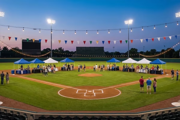 Craft beer tasting event on a baseball field at a Michigan minor-league ballpark