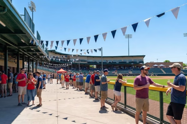 Beer festival crowd on a baseball stadium concourse in Indianapolis