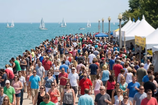 Craft beer festival crowd along the Lake Michigan lakefront in Milwaukee